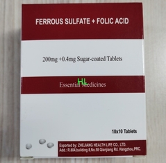 China Ferrous sulfate + Folic acid Tablets 200MG + 0.4MG BP / USP Medicines supplier